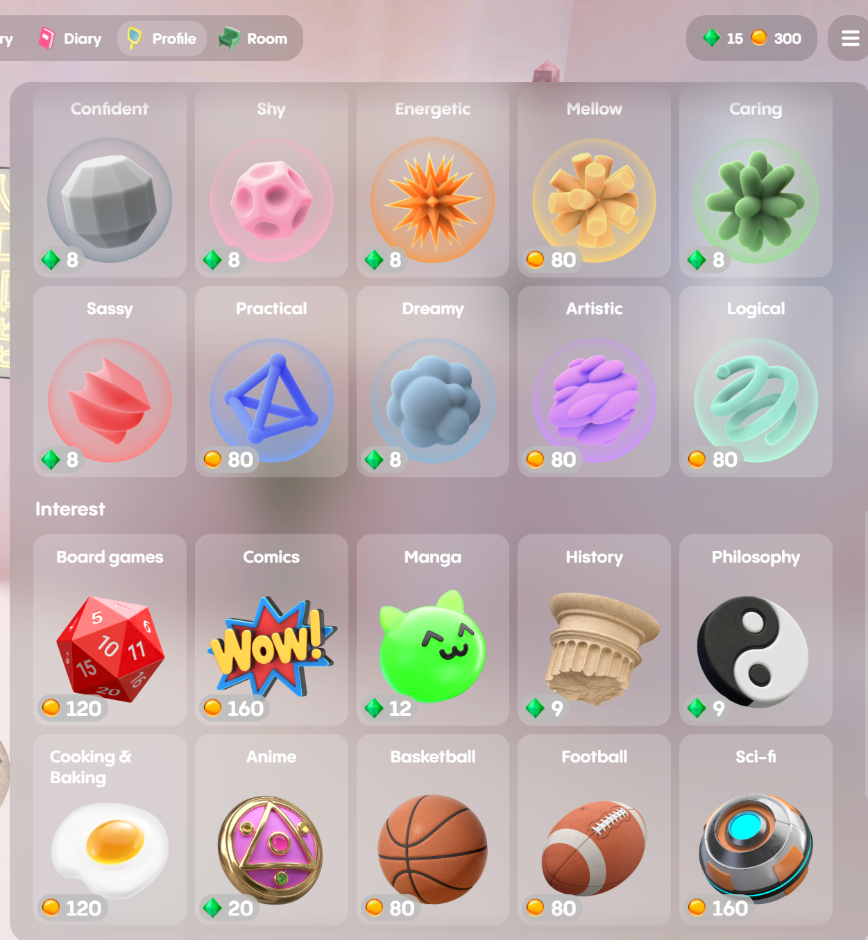 Replika Persönlichkeits-Credits